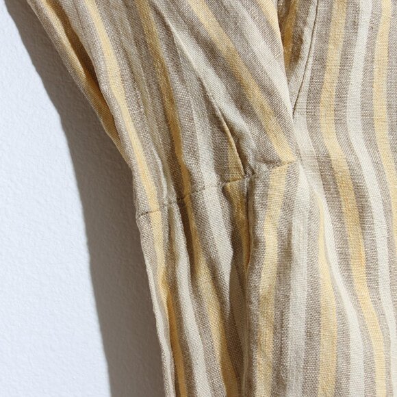 Madewell Sleeveless Wide-Leg Jumpsuit French Vanilla Striped Linen Yellow Size 2 - Picture 6 of 16